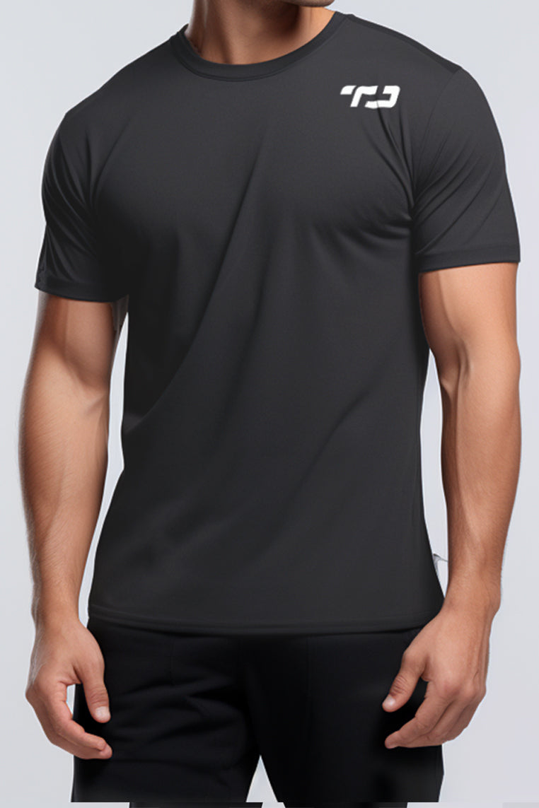 MS196 kaos olahraga gym pria tangan pendek lari running jogging td small shoulder abu tua