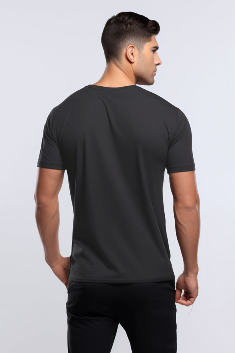 MS196 kaos olahraga gym pria tangan pendek lari running jogging td small shoulder abu tua