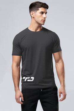 MS197 kaos olahraga gym pria tangan pendek lari running jogging td waist abu tua