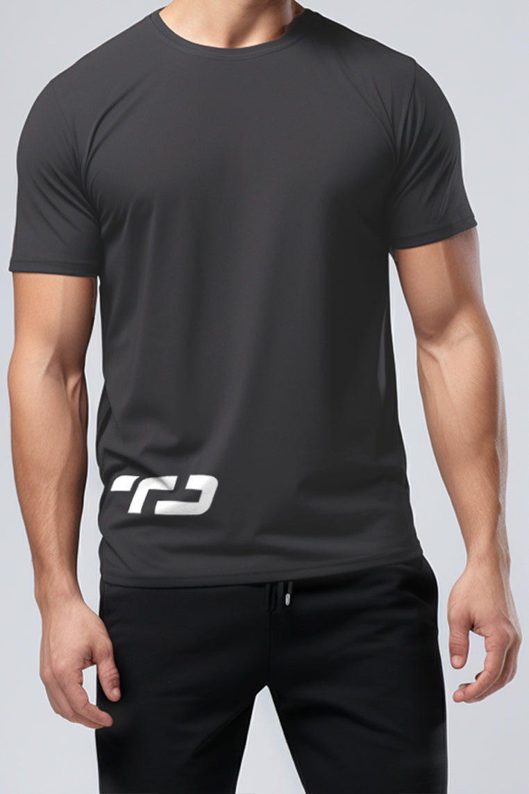 MS197 kaos olahraga gym pria tangan pendek lari running jogging td waist abu tua