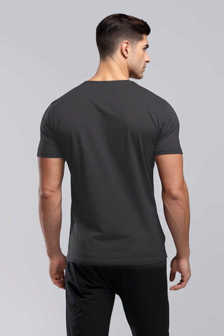 MS197 kaos olahraga gym pria tangan pendek lari running jogging td waist abu tua