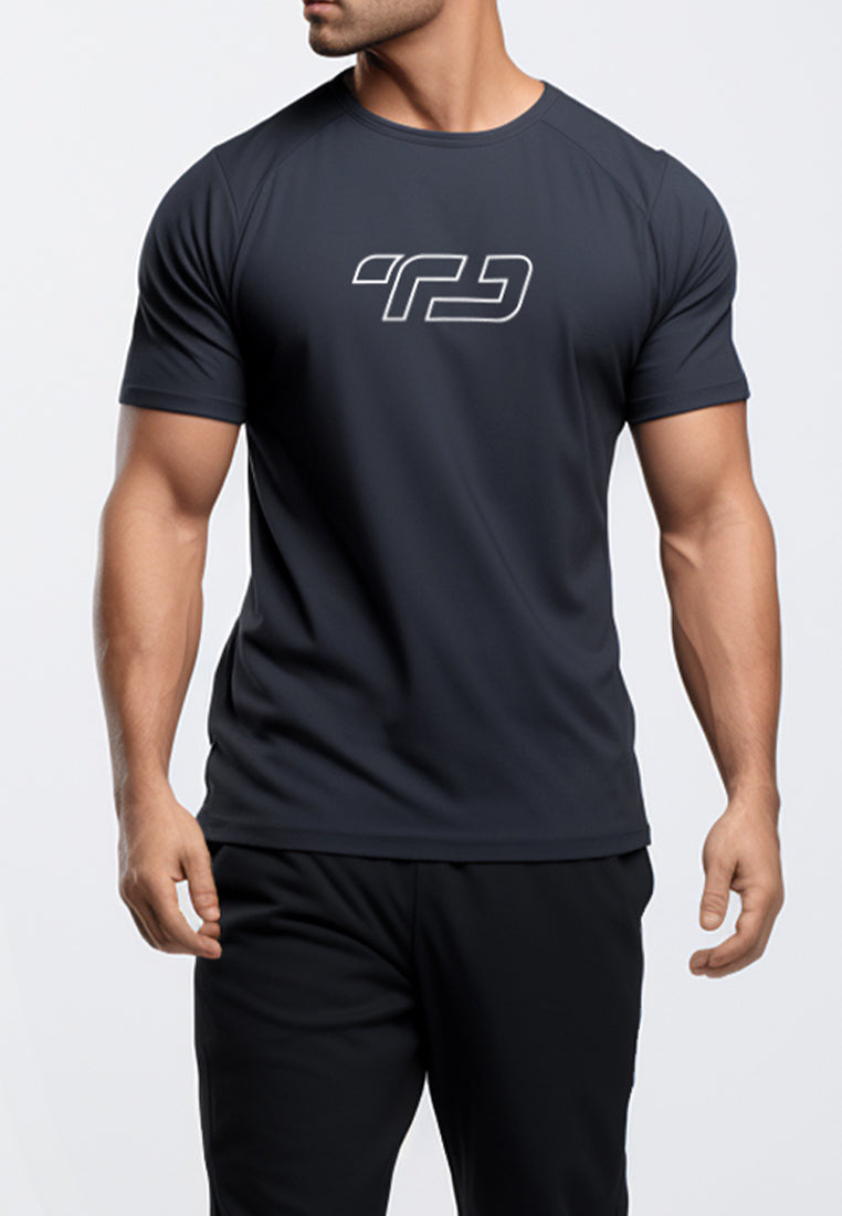 MS198 kaos olahraga gym pria tangan pendek lari running jogging td outline dateng abu tua