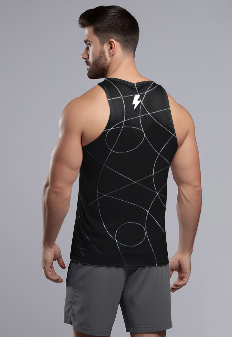MSA56 Singlet running pria /Tanktop Gym/Lifting Td Bolt Superairdrylite cepat kering "line twirl" hitam