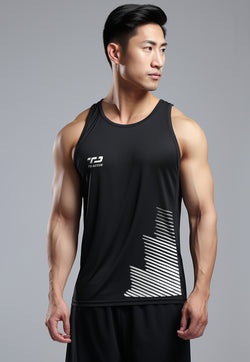 MSA64 kaos running pria stretch anti bau "td stepfans" hitam