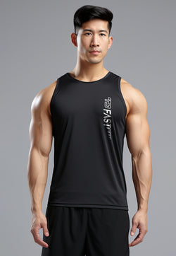 MSA66 kaos running pria stretch anti bau "td fat" hitam