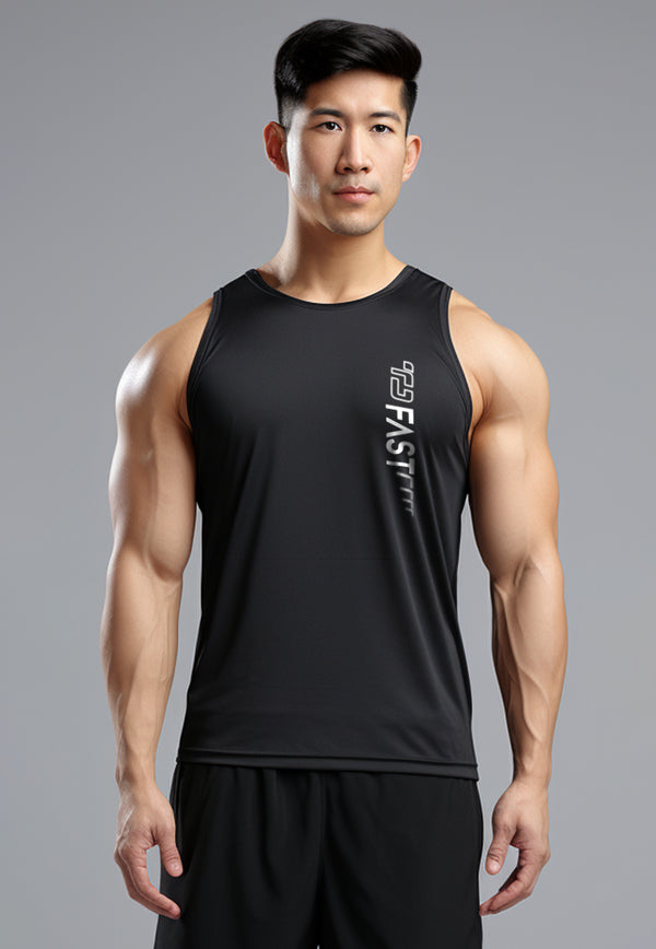 MSA66 kaos running pria stretch anti bau "td fat" hitam