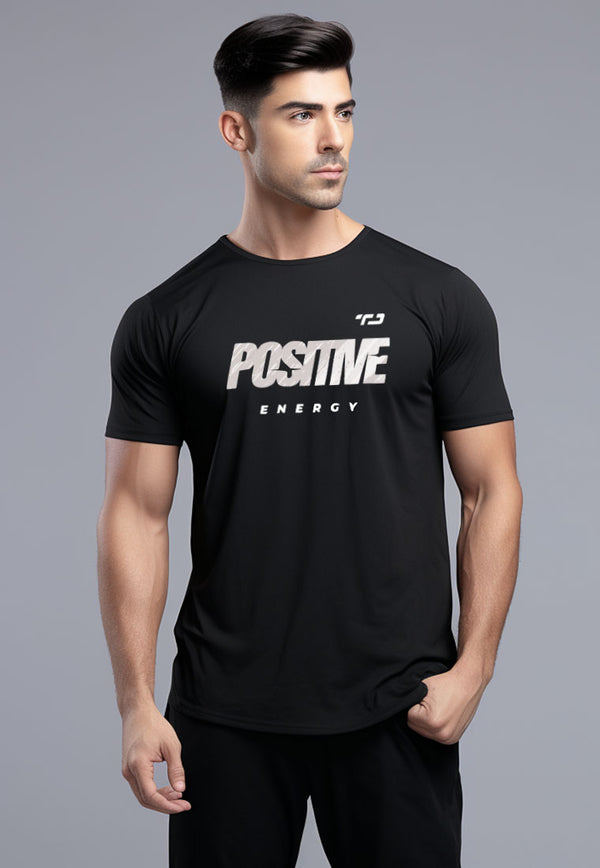 MSA71 Kaos Lari Lengan Pendek Pria "positive energy" AirdryLite hitam