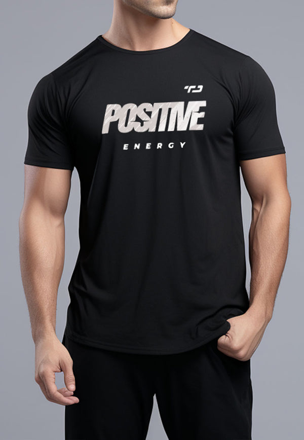 MSA71 Kaos Lari Lengan Pendek Pria "positive energy" AirdryLite hitam