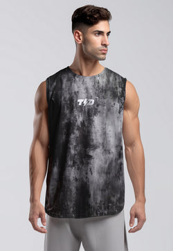 MSA85 Kaos Tank Kutung Olahraga Pria Vtank "grunge wall" hitam abu airdrylite