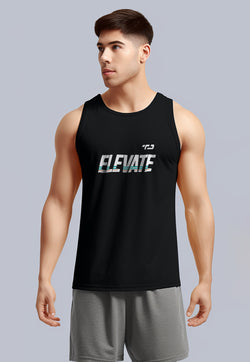 MSA87 Kaos Singlet Kutung Olahraga "elevate" hitam