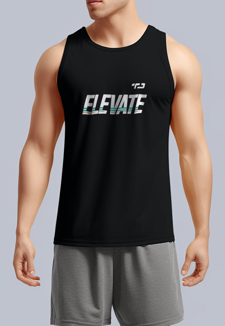 MSA87 Kaos Singlet Kutung Olahraga "elevate" hitam