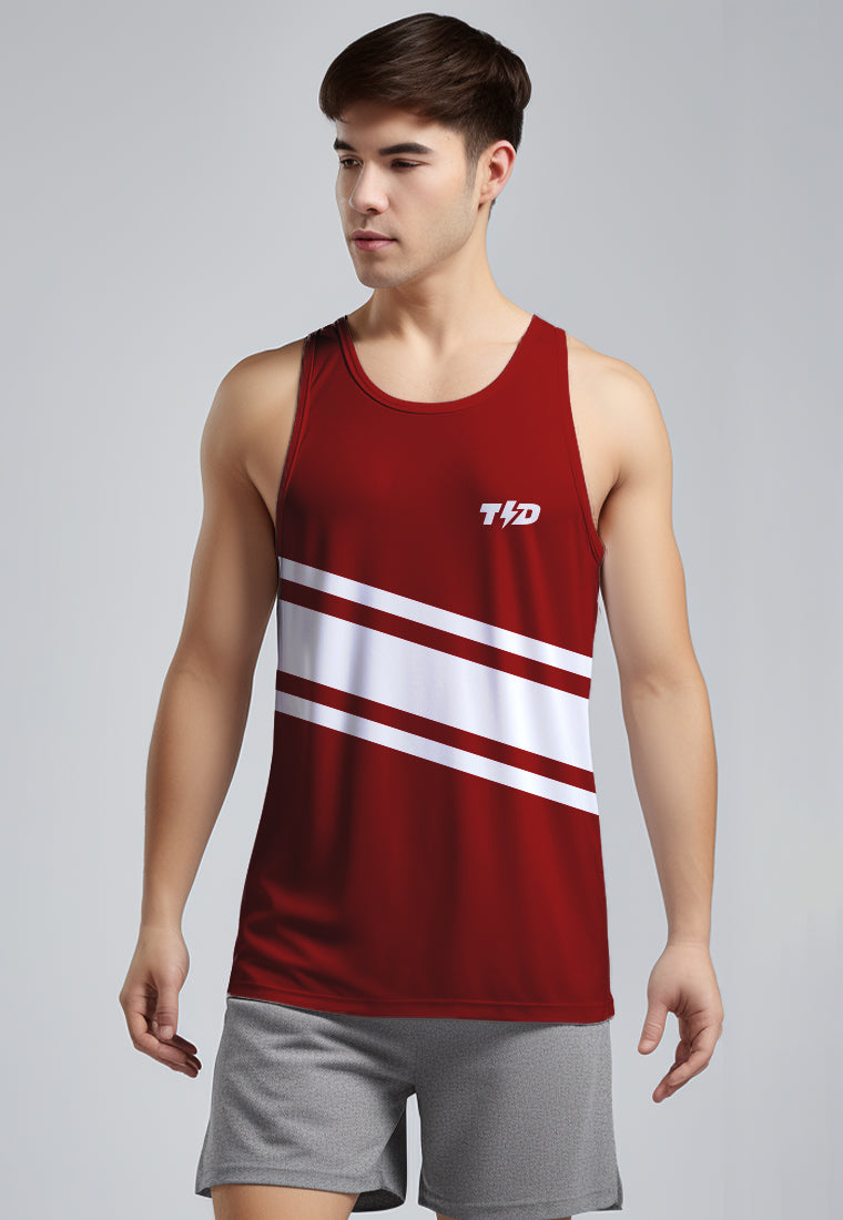 MSA91 Kaos Kutung Lari Merah Putih Tank Top Pria 3lines Td Bolt