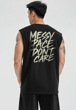MSA95 Kaos Lari Kalcer Kutung Sleeveless Cloud Cotton 24s "spike messy pace don't care" hitam