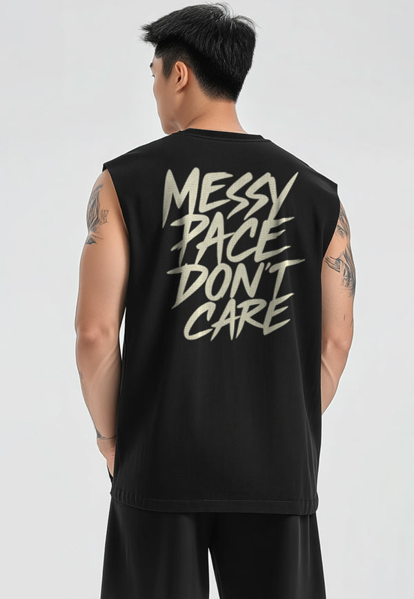 MSA95 Kaos Lari Kalcer Kutung Sleeveless Cloud Cotton 24s "spike messy pace don't care" hitam
