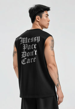MSA96 Kaos Lari Kalcer Kutung Cloud Cotton 24s "gotham Messy Pace Don't Care" hitam