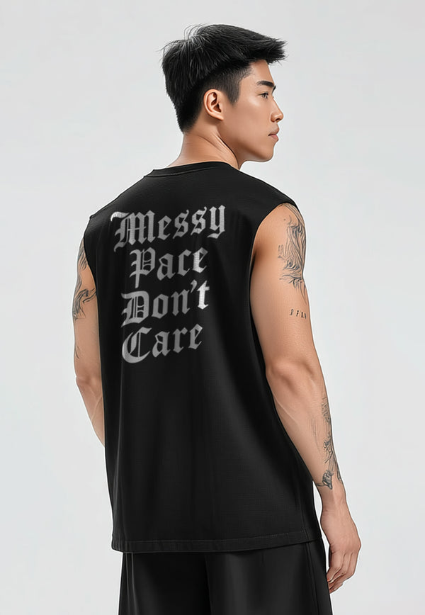 MSA96 Kaos Lari Kalcer Kutung Cloud Cotton 24s "gotham Messy Pace Don't Care" hitam