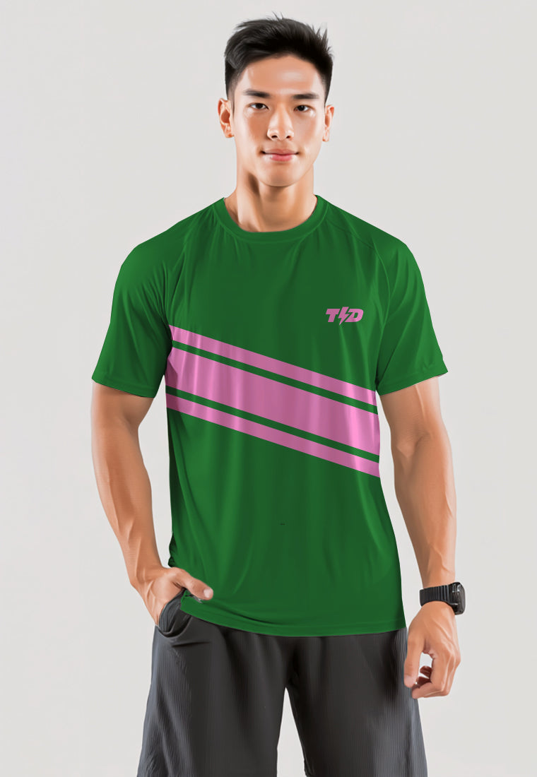 MSA97 Kaos Lari Pria Lengan Pendek Pink Hijau Solidaritas SuperAirDryLite