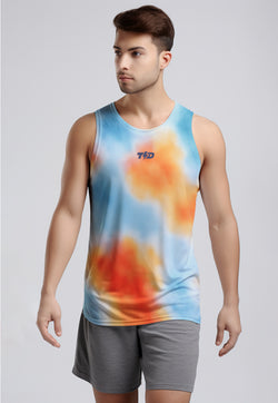 MSB02 Kaos Kutang Lari Running Pria "cyan orange dye" superairdrylite