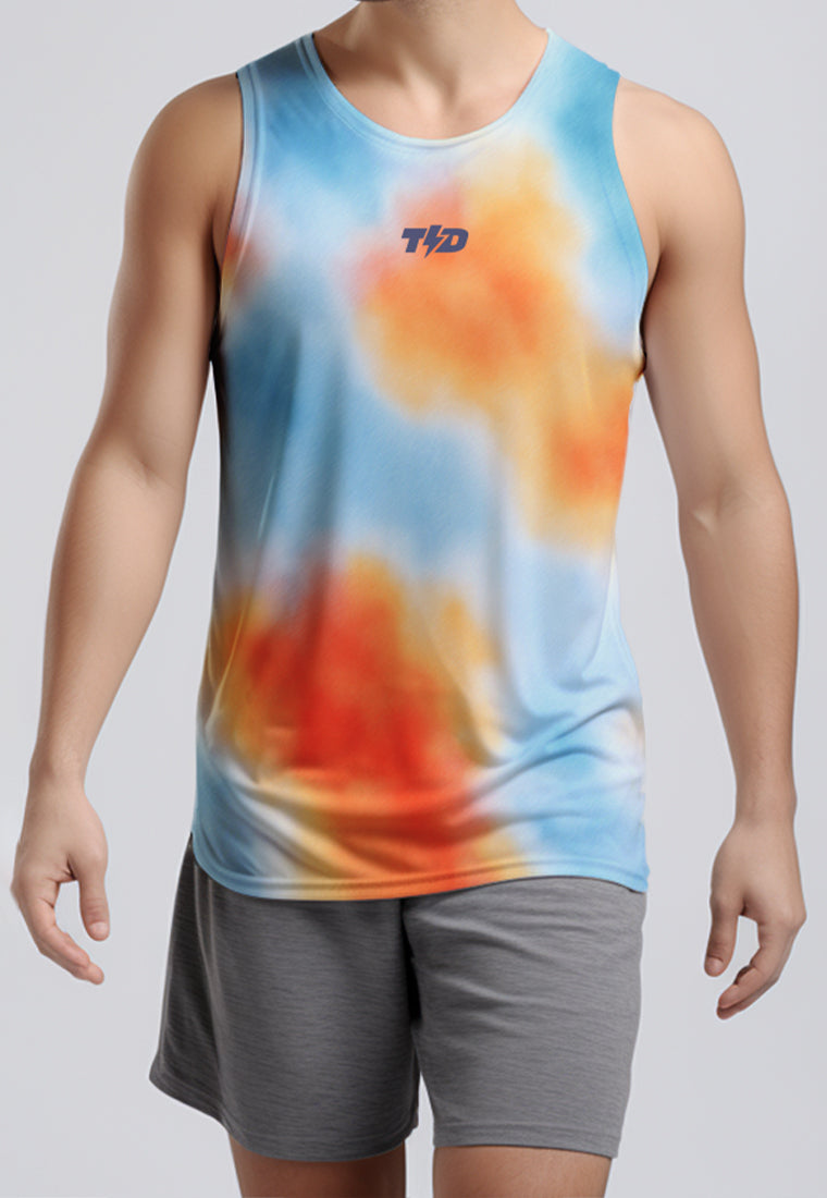 MSB02 Kaos Kutang Lari Running Pria "cyan orange dye" superairdrylite