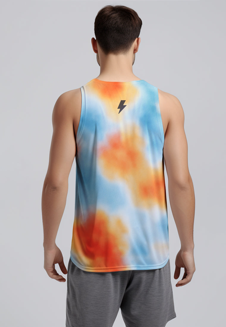 MSB02 Kaos Kutang Lari Running Pria "cyan orange dye" superairdrylite