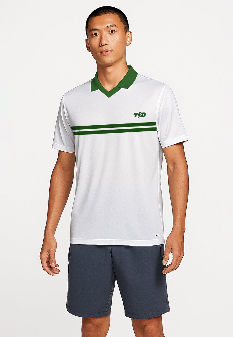 MSB05 Jersey Padel Pria Polo Kaos BreatheLite "putih hijau"