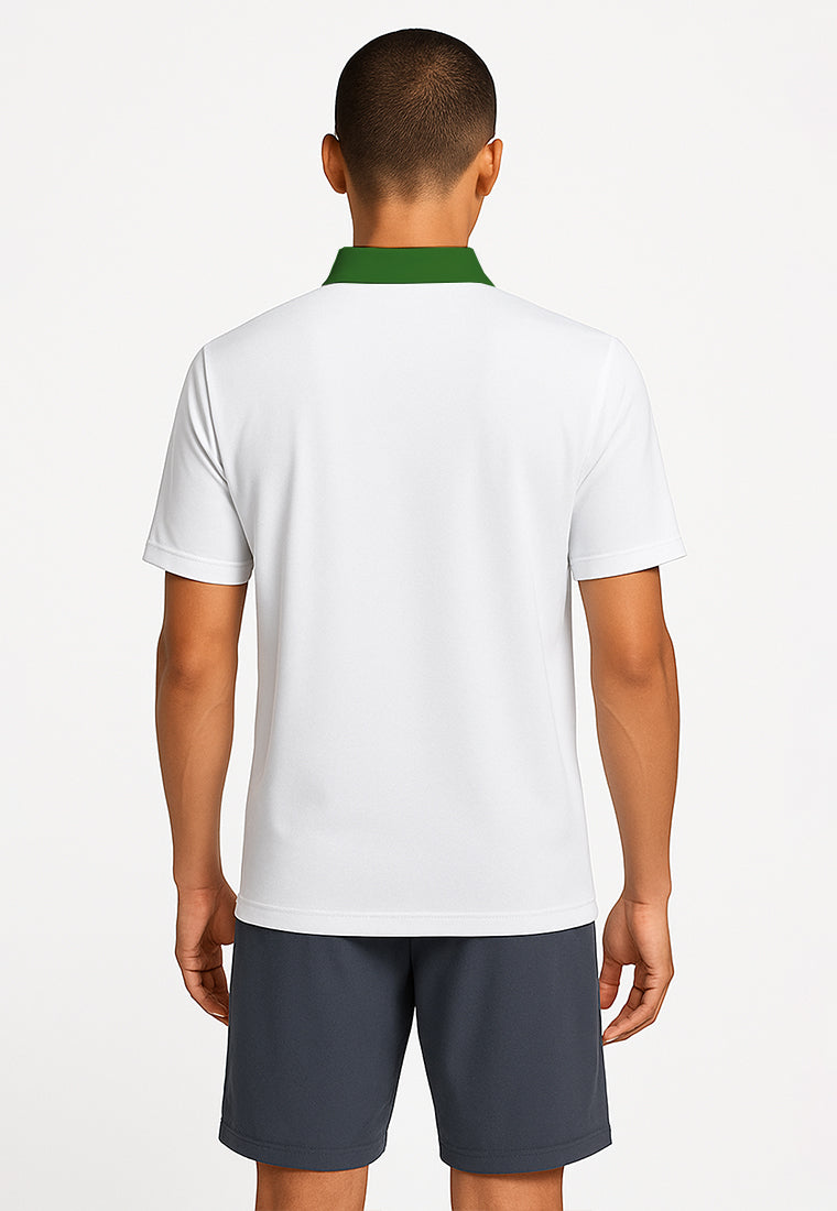 MSB05 Jersey Padel Pria Polo Kaos BreatheLite "putih hijau"