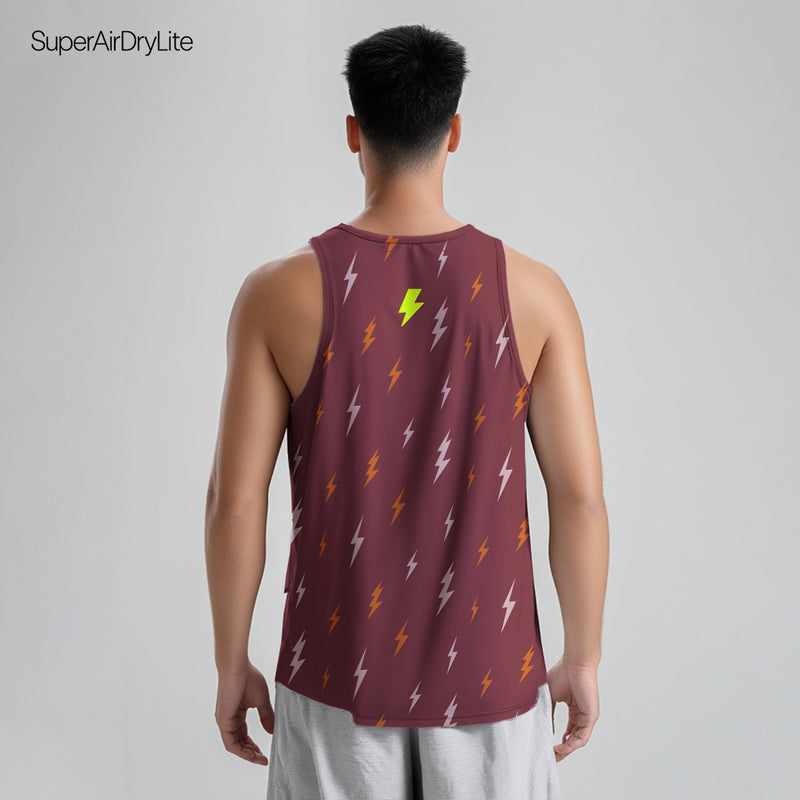 MSB10 Kaos running singlet Pria superairdrylite TdBolt "lighting rain" maroon