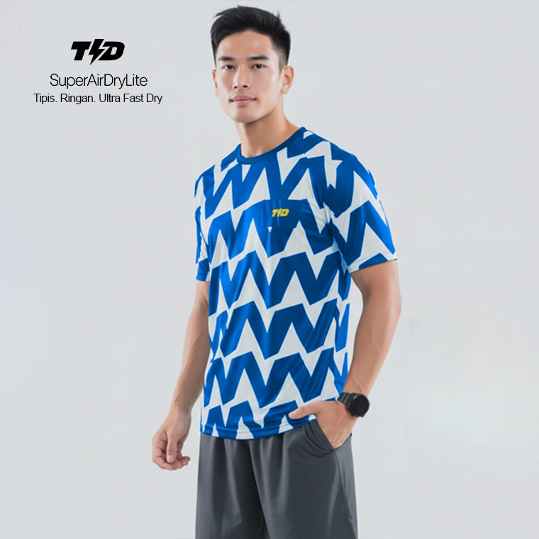 Kaos Lari Ringan Cepat Kering Tangan Pendek "big zigzag" biru MSB15