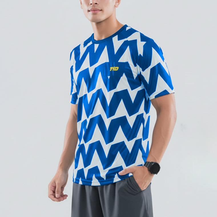 Kaos Lari Ringan Cepat Kering Tangan Pendek "big zigzag" biru MSB15