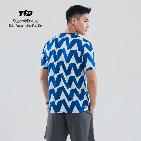 Kaos Lari Ringan Cepat Kering Tangan Pendek "big zigzag" biru MSB15