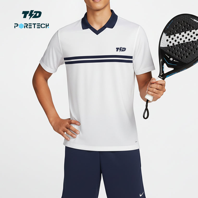 TDACTIVE Kaos Polo Padel Tenis dry fit PORETECH ringan cepat kering "navy lines" MSB16