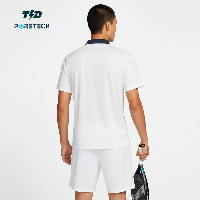 TDACTIVE Kaos Polo Padel Tenis dry fit PORETECH ringan cepat kering "navy lines" MSB16