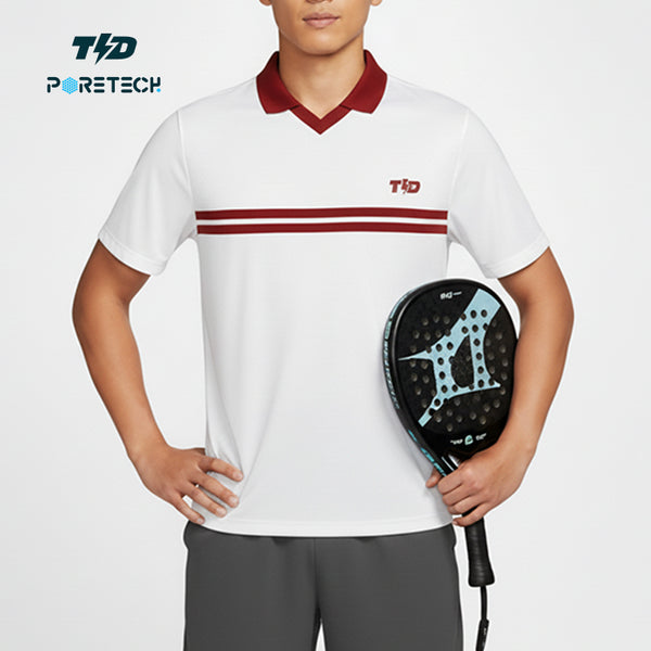 TDACTIVE Kaos Polo Padel Tenis dry fit PORETECH ringan cepat kering "maroon lines" MSB17