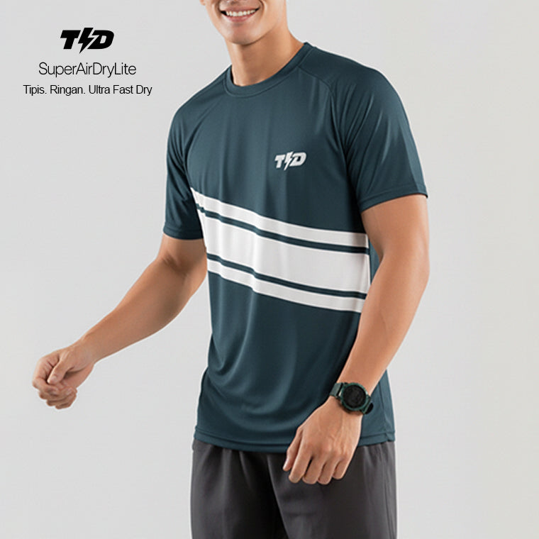 TDACTIVE Kaos Lari Pria Lengan Pendek drifit tipis ringan stretchy - abu putih MSB18