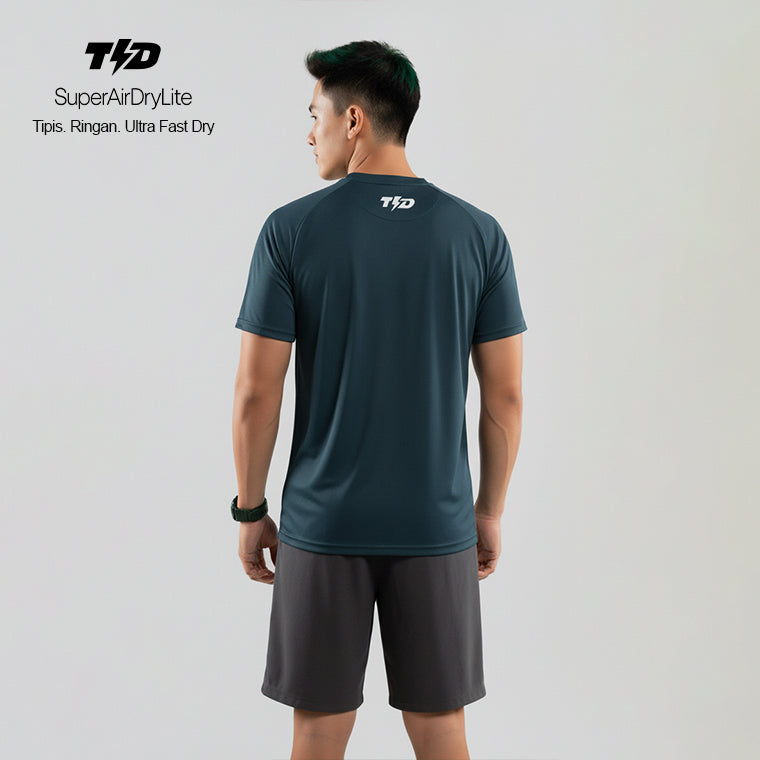 TDACTIVE Kaos Lari Pria Lengan Pendek drifit tipis ringan stretchy - abu putih MSB18