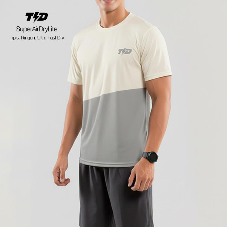 TDACTIVE Jersey Lari Running Pria Lari Tangan Pendek AirStretchVent - oatmeal grey MSB20