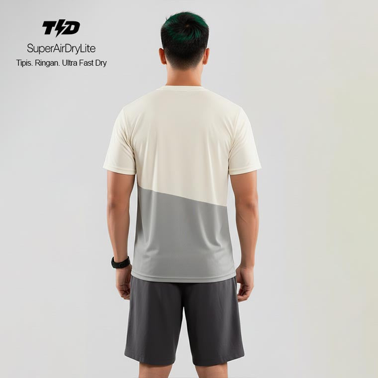 TDACTIVE Jersey Lari Running Pria Lari Tangan Pendek AirStretchVent - oatmeal grey MSB20