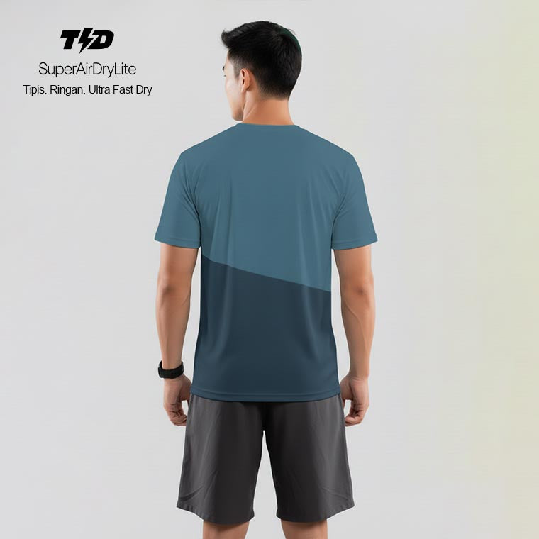 TDACTIVE Jersey Lari Running Pria Lari Tangan Pendek AirStretchVent - cadet blue biru MSB21