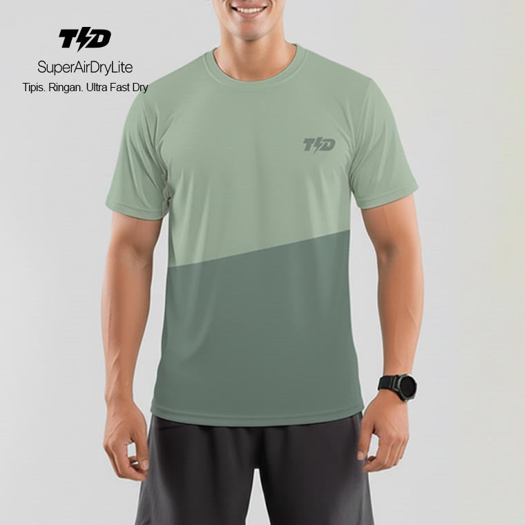 TDACTIVE Jersey Lari Running Pria Lari Tangan Pendek AirStretchVent - sage green hijau MSB22