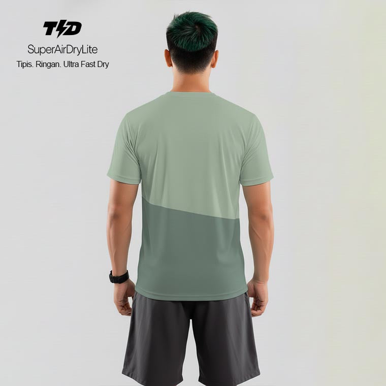 TDACTIVE Jersey Lari Running Pria Lari Tangan Pendek AirStretchVent - sage green hijau MSB22