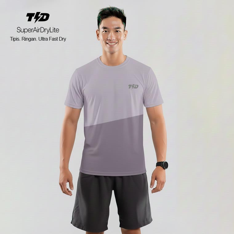 TDACTIVE Jersey Lari Running Pria Lari Tangan Pendek AirStretchVent - lilac lavender ungu MSB23