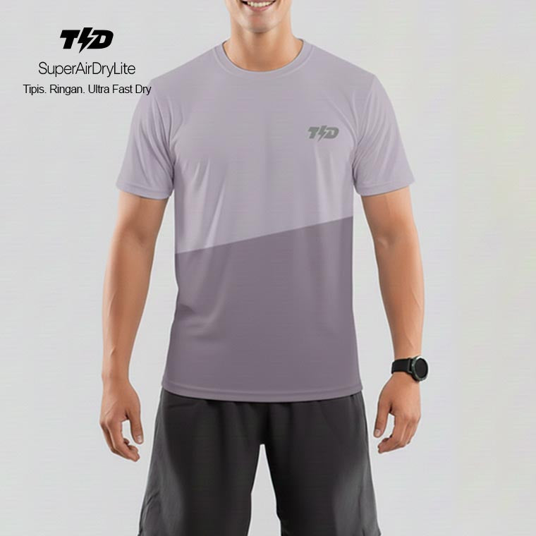 TDACTIVE Jersey Lari Running Pria Lari Tangan Pendek AirStretchVent - lilac lavender ungu MSB23