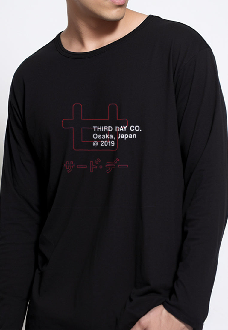 Third Day MTE52 long sleeve Kaos Tangan Panjang thirddayco overlay outline logo blk T-shirt Hitam