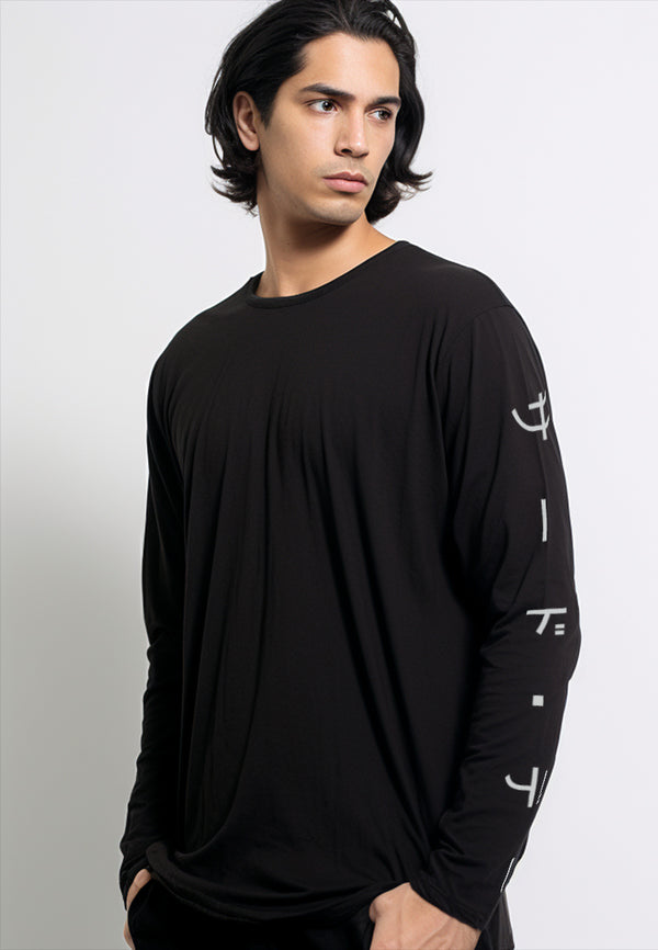 Third Day MTH90 L/S Long Sleeve Kaos Tangan Panjang Pria Katakana Kerning Hitam