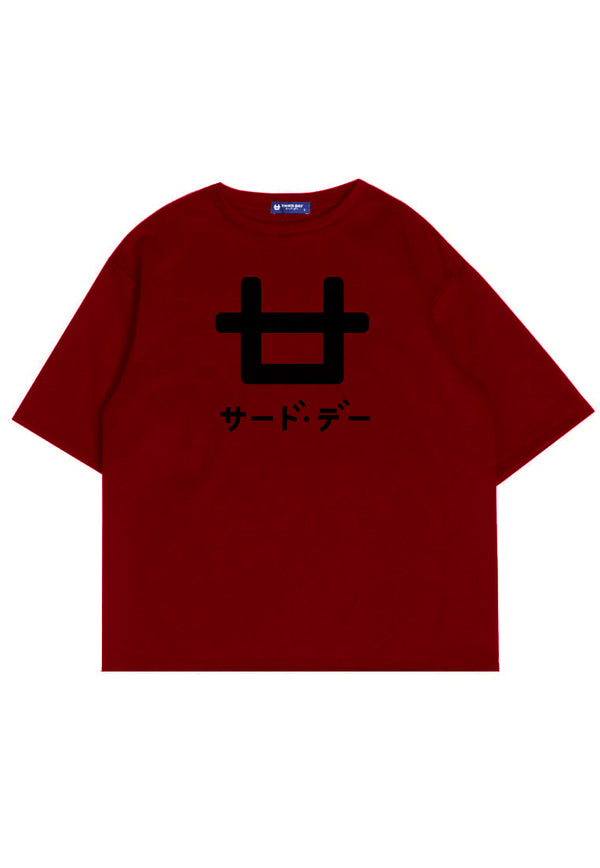 Third Day MTJ86 Kaos Oversize Distro Pria Black Logo Dateng Maroon