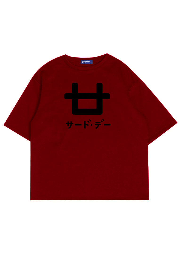 Third Day MTJ86 Kaos Oversize Distro Pria Black Logo Dateng Maroon