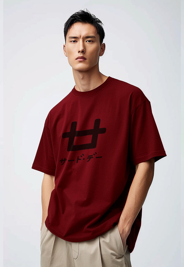 Third Day MTJ86 Kaos Oversize Distro Pria Black Logo Dateng Maroon