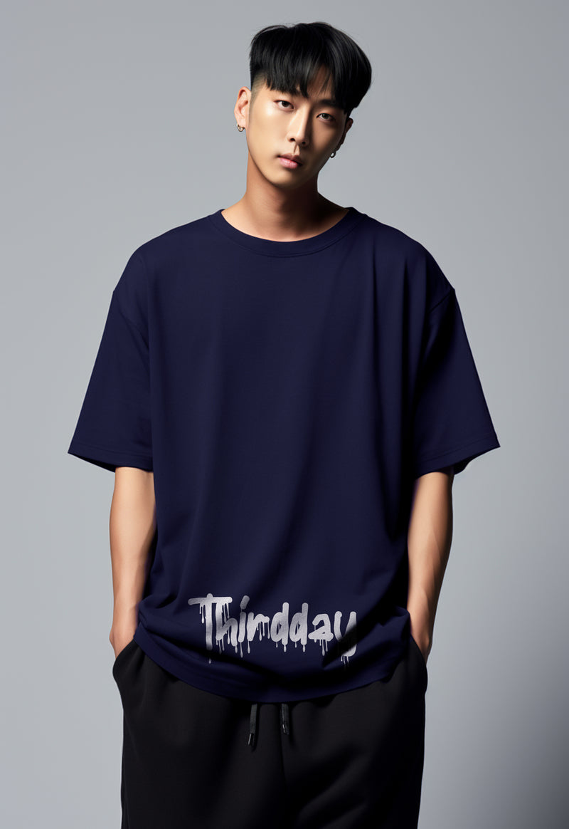 Third Day MTM09 kaos oversize tebal scuba thirdday drippaint bottom navy