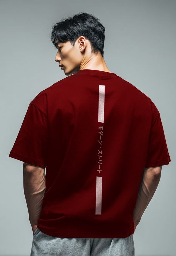 Third Day MTM14 kaos oversize tebal scuba thirdday osaka katakana back vertikal maroon