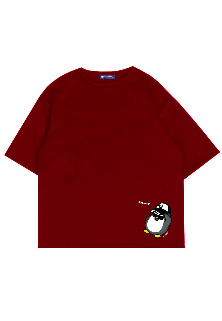 MTN15 kaos oversize scuba tebal dj rock blues maroon